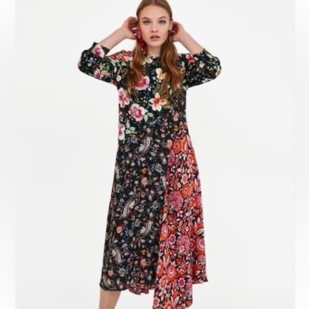 Zara floral midi dress XS EUC